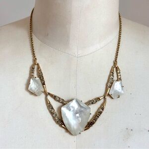 ALEXIS BITTAR Miss Havisham Mother of Pearl & Crystal Doublet Bib Necklace READ